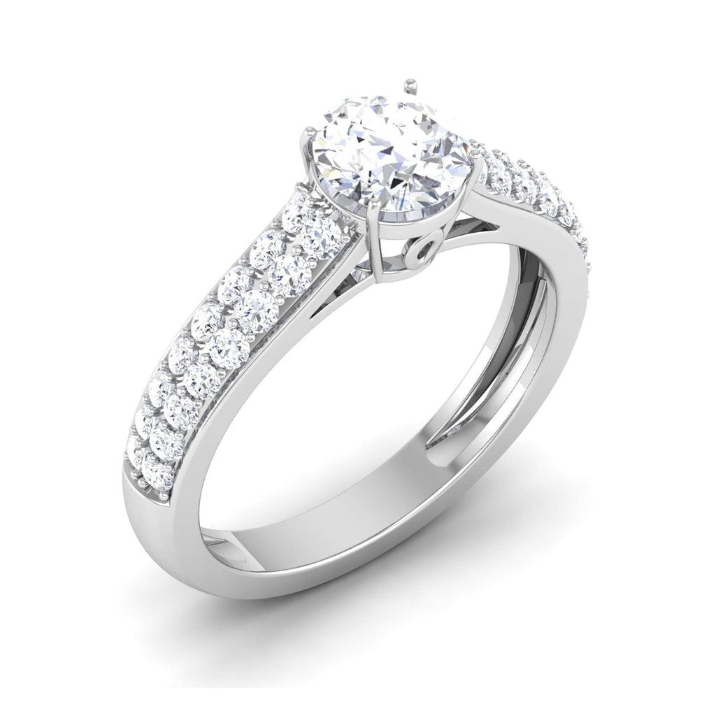 Jewelove™ Rings J VS / Women's Band only 1-Carat Platinum Two Row Diamond Shank Solitaire Engagement Ring JL PT 6989-C