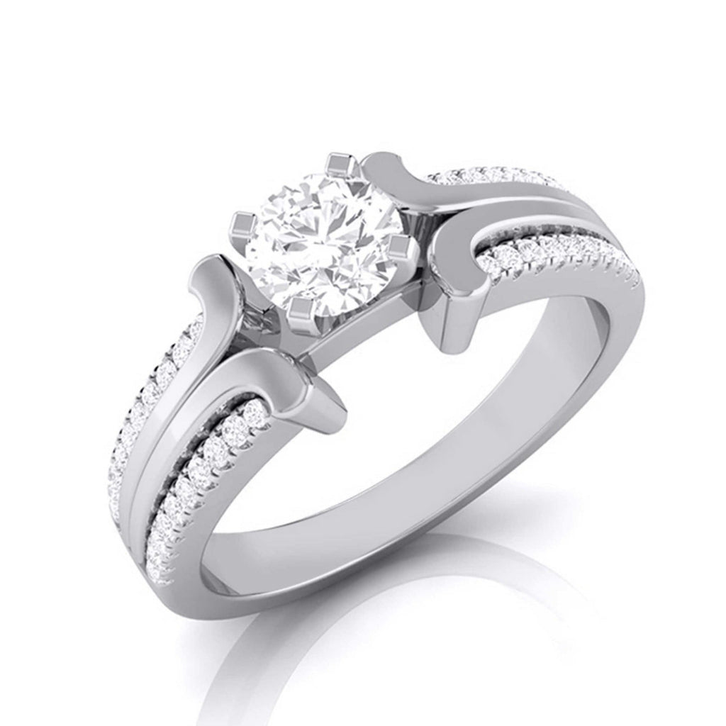 Jewelove™ Rings J VS / Women's Band only 1-Carat Solitaire Engagement Ring for Women with 2-Row Diamonds Shank JL PT G 116-C
