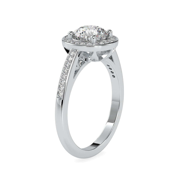 Jewelove™ Rings Women's Band only / VS J 1-Carat Solitaire Single Halo Diamond Shank Platinum Engagement Ring JL PT 0071-C