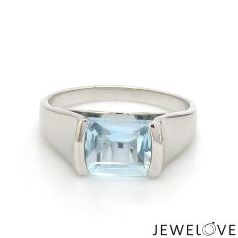2.25-Carat Blue Topaz Platinum Ring JL PT 1439
