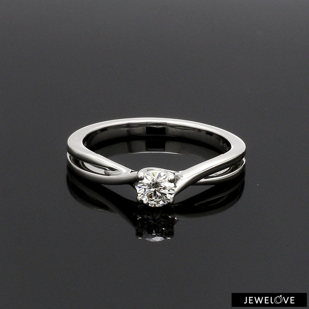 Jewelove™ Rings VS J / Women's Band only 30-Pointer 4 Prong Platinum Solitaire Ring with a Twist JL PT 676-A