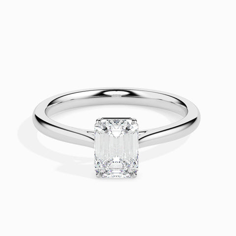 1 to 5 Carat Emerald Cut Lab Grown Solitaire Platinum Engagement Ring JL PT LG 19005