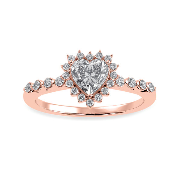 Jewelove™ Rings Women's Band only / VS I 30-Pointer Heart Cut Solitaire Halo Diamond Shank 18K Rose Gold Ring JL AU 1173R