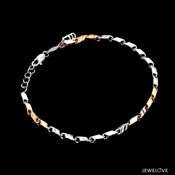 Jewelove™ Bangles & Bracelets 3mm Japanese Platinum & Rose gold Bracelet JL PTB 1262