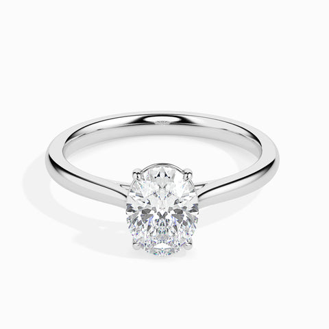 1 to 5 Carat Lab Grown Oval Cut Solitaire Platinum Engagement Ring JL PT LG 19004