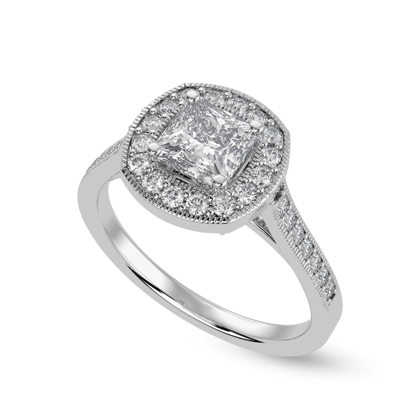 Jewelove™ Rings I VS / Women's Band only 50-Pointer Princess Cut Solitaire Halo Diamond Shank Platinum Ring JL PT 1331-A