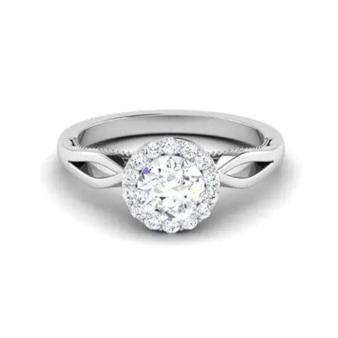 Jewelove™ Rings 50-Pointer Solitaire Halo Platinum Twisted Shank Engagement Ring JL PT 6579-A