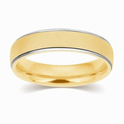 5mm 18K Gold Ring with White Gold Edges JL AU 104-A