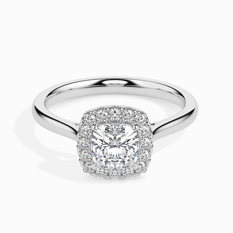 1 to 5 Carat Cushion Cut Lab Grown Solitaire Halo Diamond Platinum Engagement Ring JL PT LG 19023