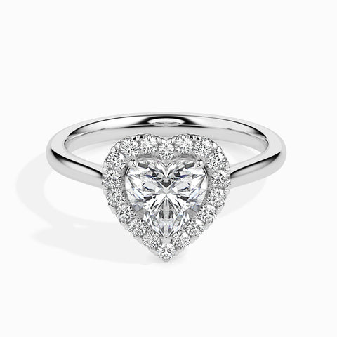 1 to 5 Carat Heart Cut Lab Grown Solitaire Halo Diamond Platinum Ring JL PT LG 19028
