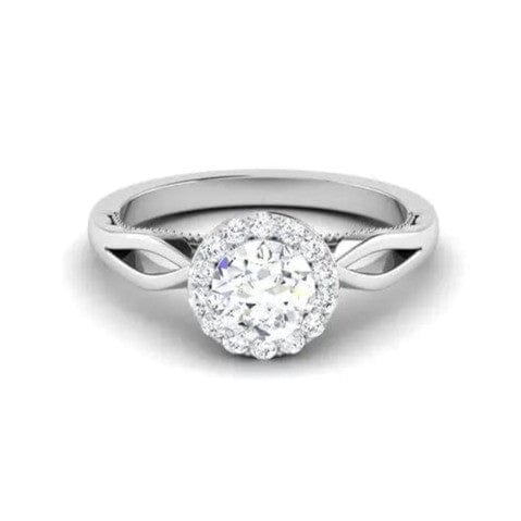 Jewelove™ Rings J VS / Women's Band only 70-Pointer Solitaire Halo Platinum Twisted Shank Engagement Ring JL PT 6579-B