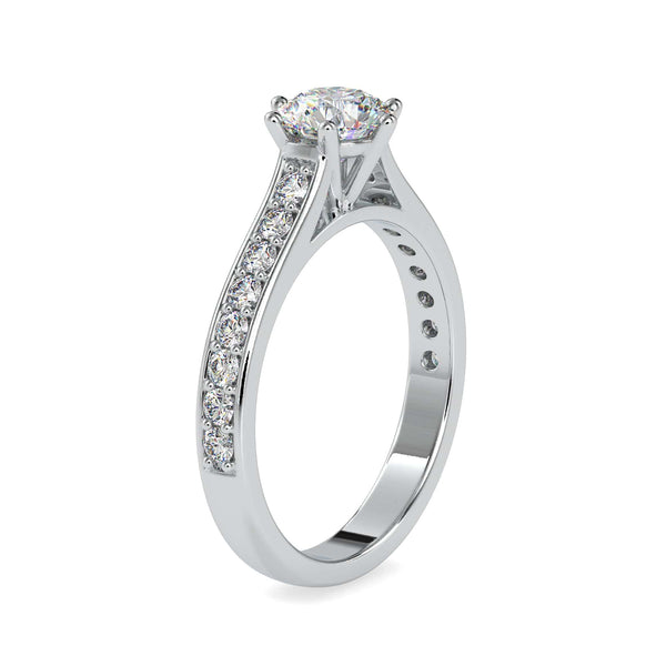 Jewelove™ Rings Women's Band only / VS J 70-Pointer Solitaire Platinum Diamond Shank Engagement Ring JL PT 0027-B