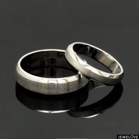 Beveled Edges Plain Platinum Couple Ring JL PT 616 - A Solid