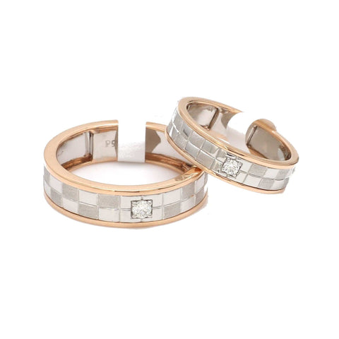 Chess Couple Rings in Platinum & Rose Gold with Single Diamonds JL PT 1114