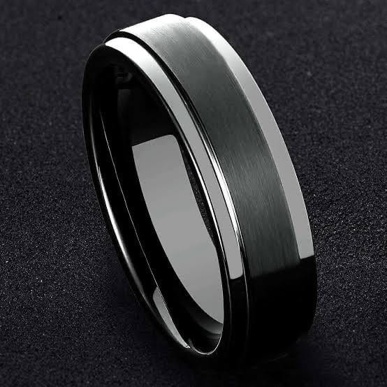 Black Rhodium Rhodium Plated Wedding Band Dash: 7mm Dark Metal