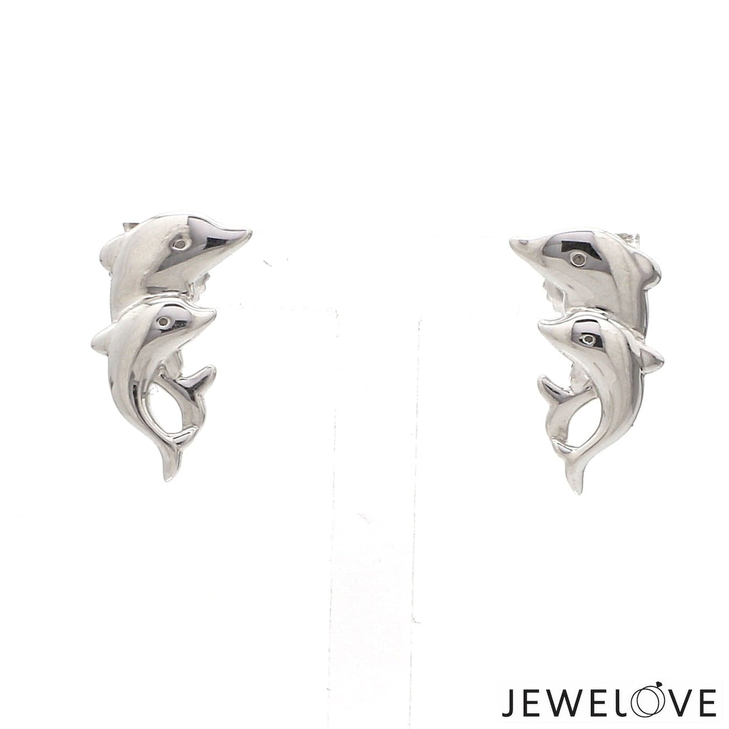 Jewelove™ Earrings Customised Platinum Dolphin Earrings JL PTE