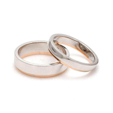 Customised Platinum Love Bands with Rose Gold JL PT 925