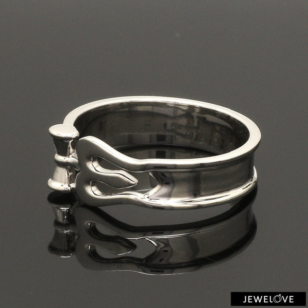 Jewelove™ Rings Men's Band only Customised Platinum OM Trishul Ring for Men JL PT 1367