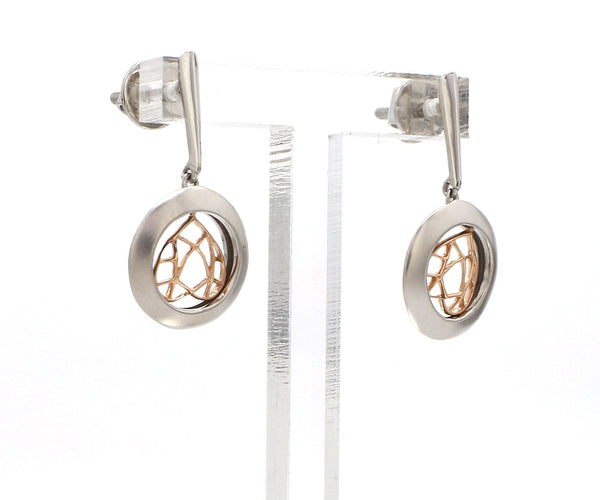 Jewelove™ Earrings Designer Plain Platinum & Rose Gold Earrings JL PT E 219