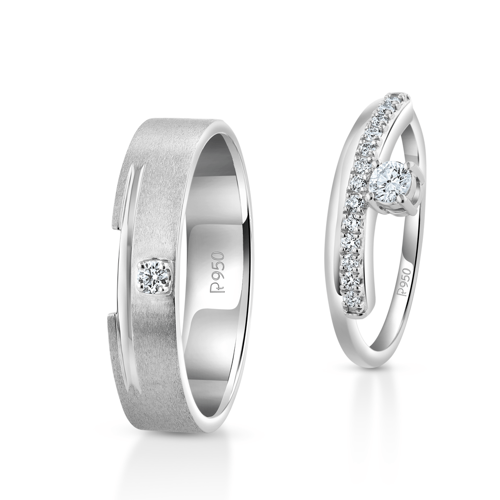 Jewelove™ Rings Designer Platinum Couple Diamonds Ring JL PT 1261