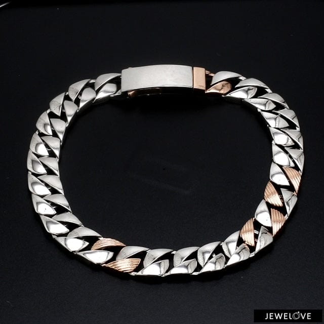 Jewelove™ Bangles & Bracelets Designer Platinum & Rose Gold Bracelet for Men JL PTB 752