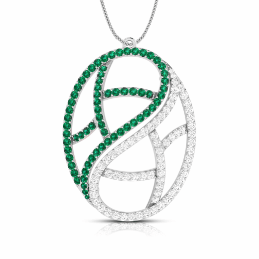 Jewelove™ Pendants & Earrings Pendant only Designer Platinum Set with Diamond & Emerald for Women JL PT PE NL8526-E
