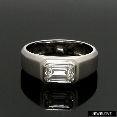 Emerald Cut Lab Grown Diamond Engagement Ring for Men JL PT LG-1431