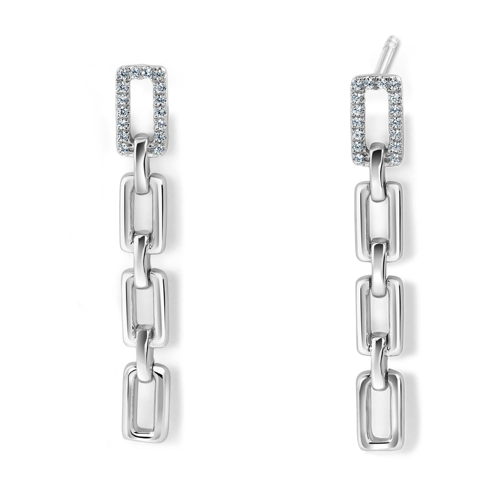 Jewelove™ Earrings Evara Platinum Diamond Rectangle Links Earrings for Women JL PT E 317