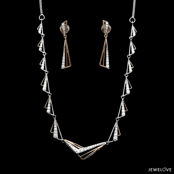 Jewelove™ Necklaces & Pendants Evara Platinum Rose Gold Diamond Necklace Set for Women JL PT NE 342