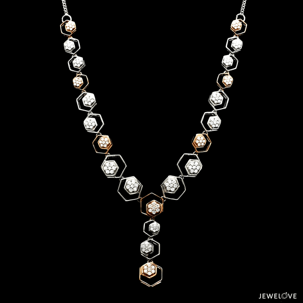 Jewelove™ Necklaces & Pendants Necklace only / SI IJ Evara Platinum Rose Gold Diamond Necklace Set for Women JL PT NE 343