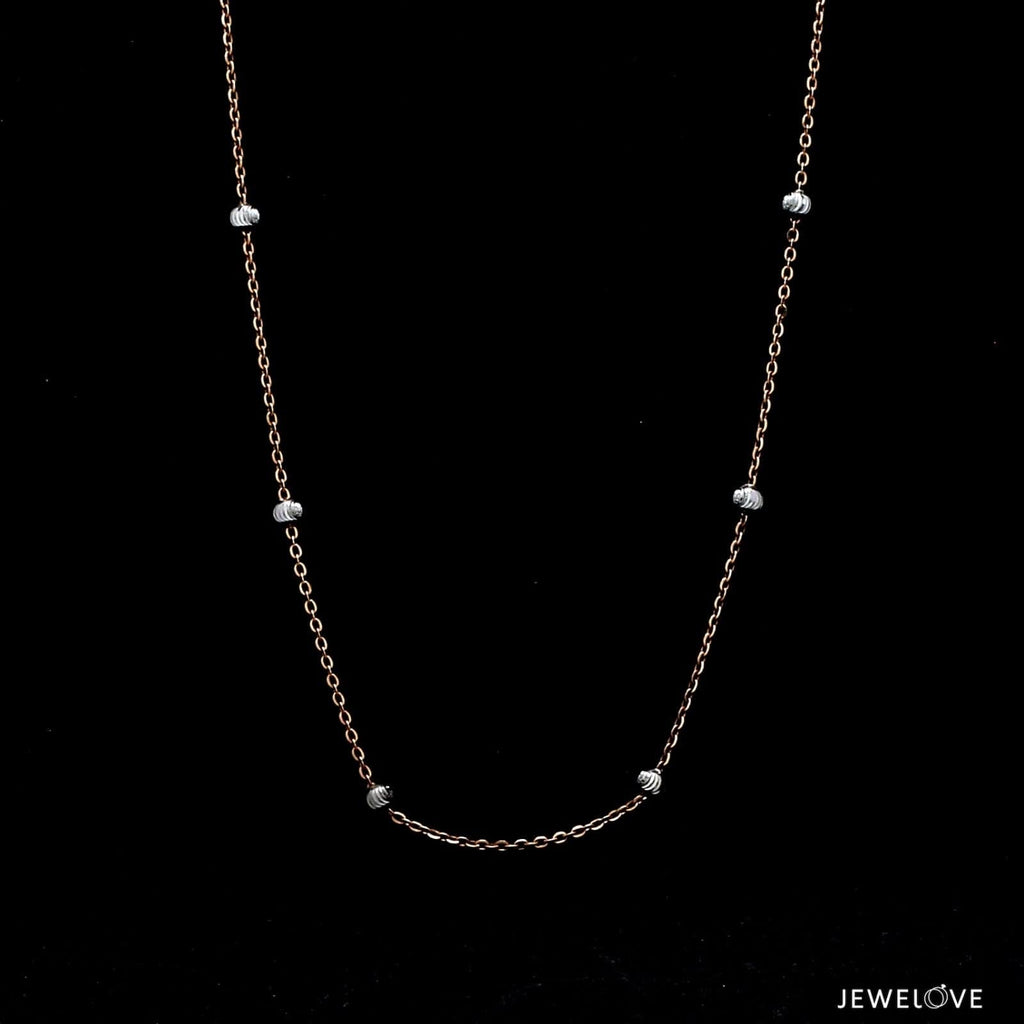 Jewelove™ Chains Japanese 2.75mm Diamond Cut Ball Platinum Rose Gold Chain JL PT CH 1257