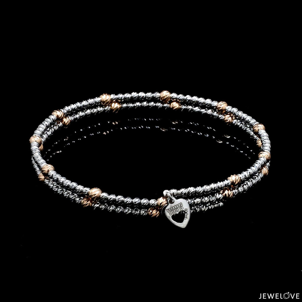 Japanese 2-row Platinum Rose Gold Bracelet for Women with