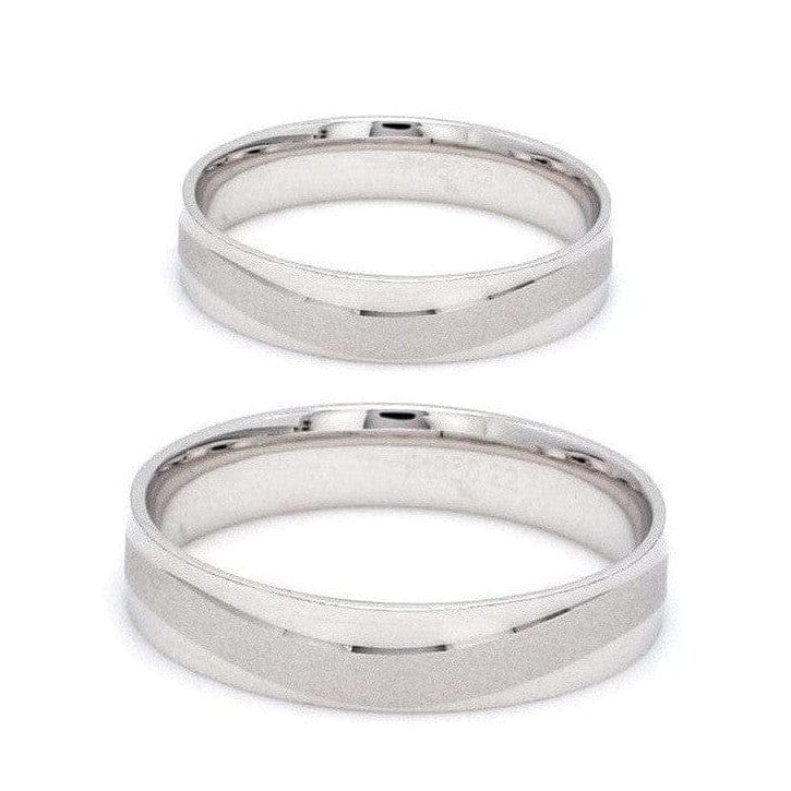 Japanese Plain Platinum Couple Rings with a Matte Finish Wave JL