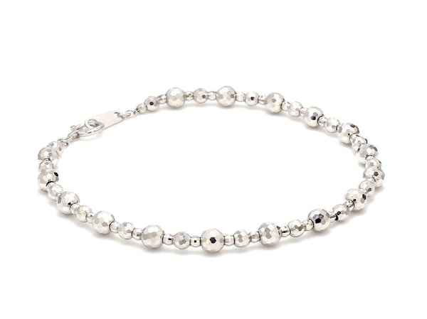 Jewelove™ Bangles & Bracelets Japanese Platinum Bracelet Diamond Cut Balls Bracelet for Women JL PTB 1074