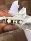 Jewelove™ Rings Men’s Band only - Pt + Yellow Gold Japanese Platinum & Rose Gold Couple Rings with Square Blocks JL PT 602