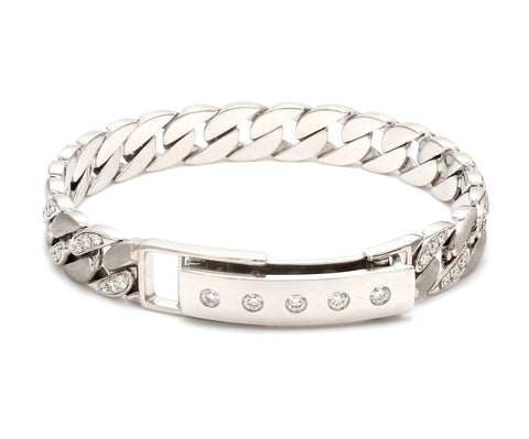 Men of Platinum | 10mm Heavy Diamond Platinum Cuban Bracelet with Diamond Lock JL PTB 1099-A