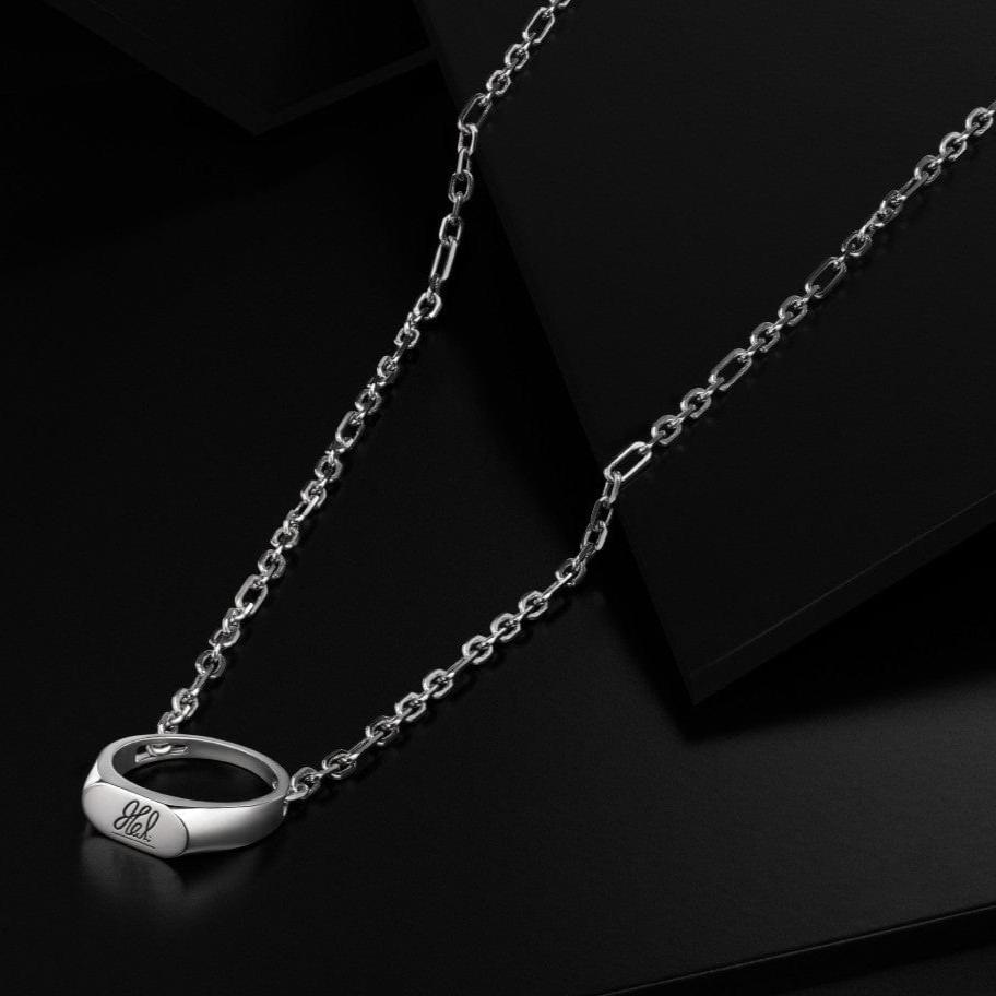 Ready to Ship Men of Platinum 18K Rose Gold with Black Enamel Chain  with Ring Pendant for Men JL PT CH MSD 101