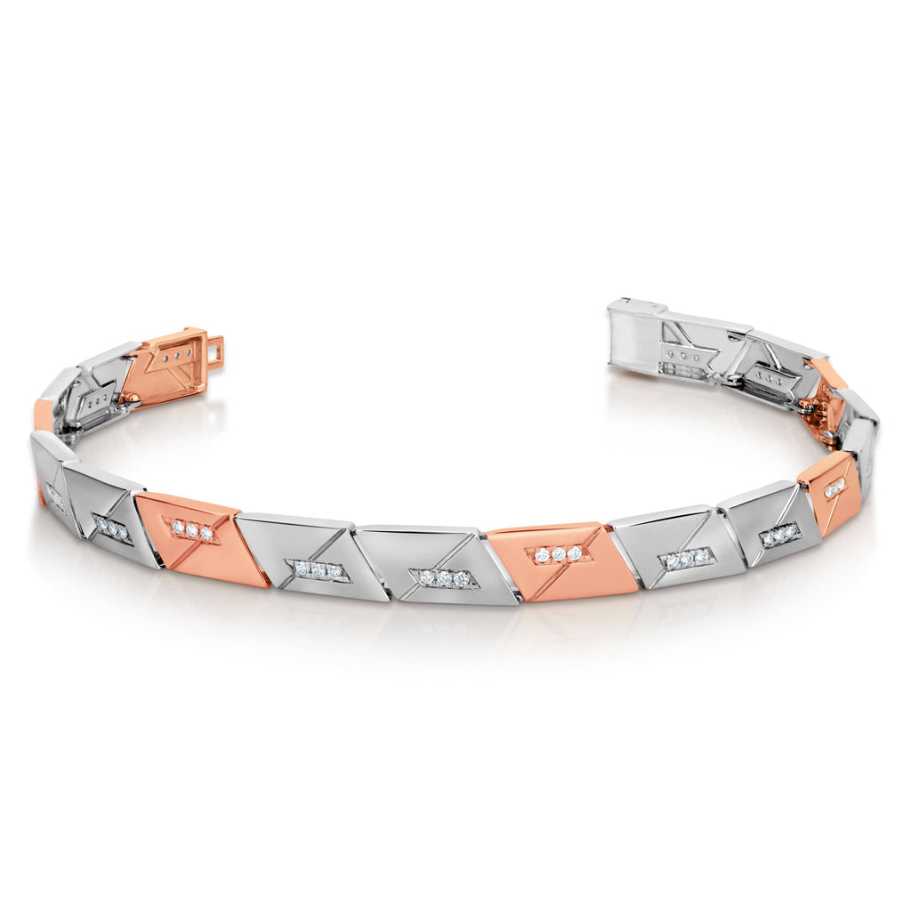 Jewelove™ Bangles & Bracelets Men of Platinum | Diamond Rose Gold Fusion Geometrical Bracelet for Men JL PTB 734