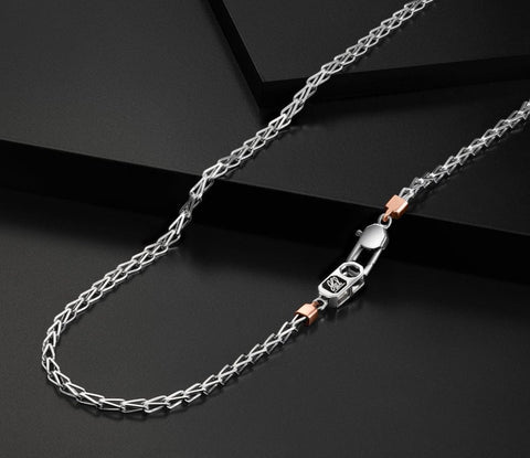 Ready to Ship - 22 inches Men of Platinum | Rose Gold with Black Enamel Chain for Men JL PT CH MSD 104-RG