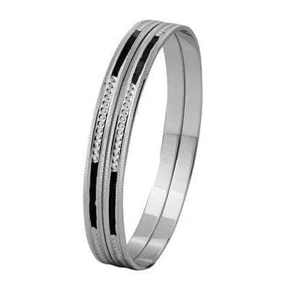 Platinum Bangle with Diamond Cut and Black Rhodium SJ PTB 318