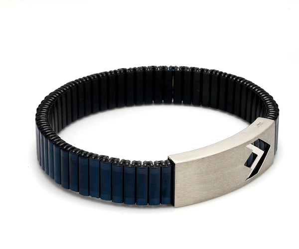 Jewelove™ Bangles & Bracelets Platinum Blue Band Bracelet for Men - Flexible JL PTB 1216