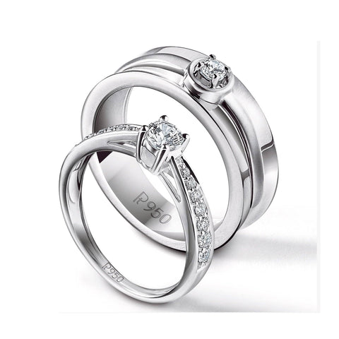 Platinum Couple Rings with Solitaires JL PT 624