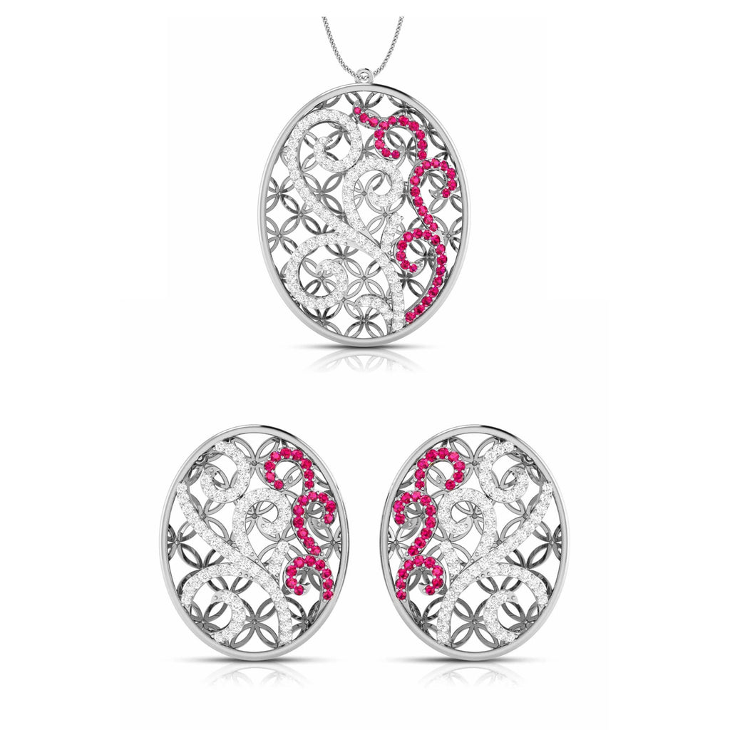 Jewelove™ Pendants & Earrings Pendant Set Platinum Diamond Pendant Set with Ruby JL PT PE NL8605R