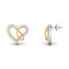 Jewelove™ Earrings Platinum & Gold Double Heart Earrings with Diamonds JL PT E 8084