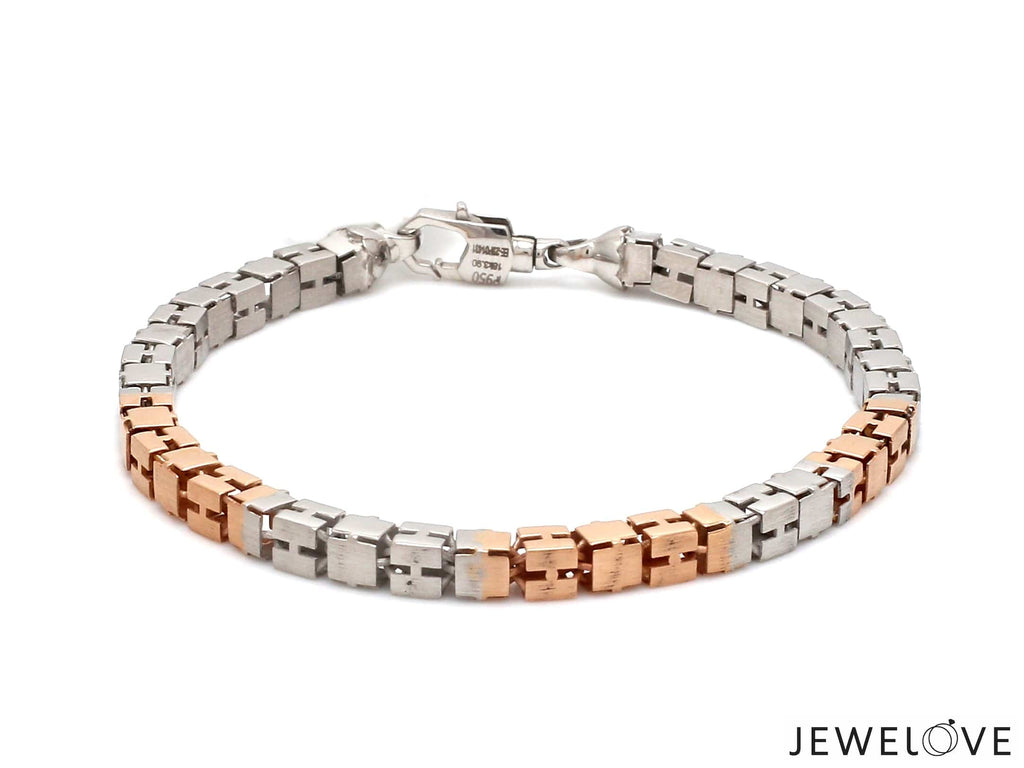 Jewelove™ Bangles & Bracelets Platinum Rose Gold Bracelet with Hi-Polish & Matte Finish for Men JL PTB 1178