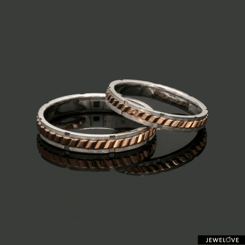 Platinum Rose Gold Love Bands Ring JL PT 1456