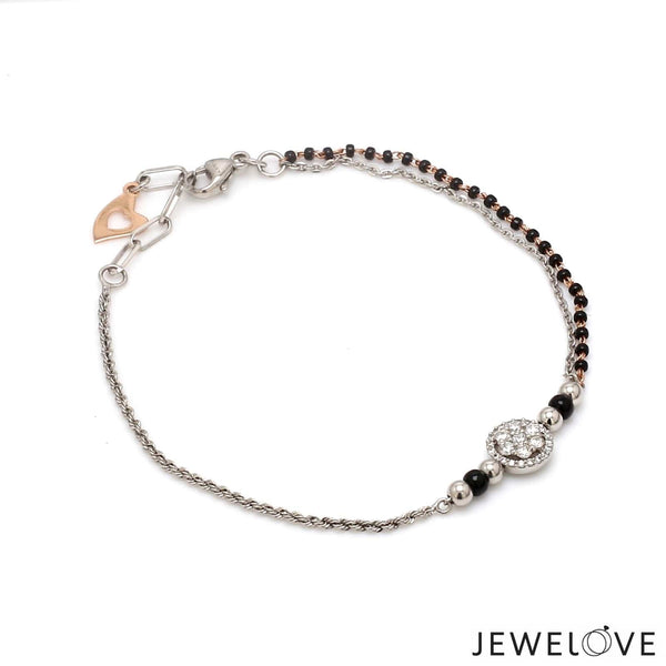 Jewelove™ Bangles & Bracelets Platinum Rose Gold Mangalsutra Diamond Bracelet for Women JL PTB 1211