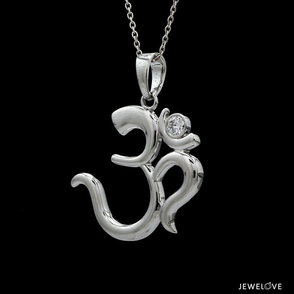 Jewelove™ Chains Platinum Single Diamond Om Pendant JL PT OM-7