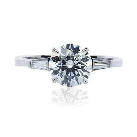 Platinum Solitaire Ring Setting with Baguette Accents SJ PTO 265-M