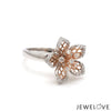Jewelove™ Rings Ready to Ship - Ring Size 12 - Platinum Pink Flower with Diamonds Ring for Women JL PT 1311